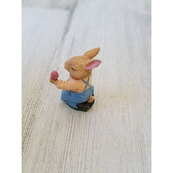 Mini Easter Bunny hand paint egg Village accessory spring figure - Picture 2 of 5